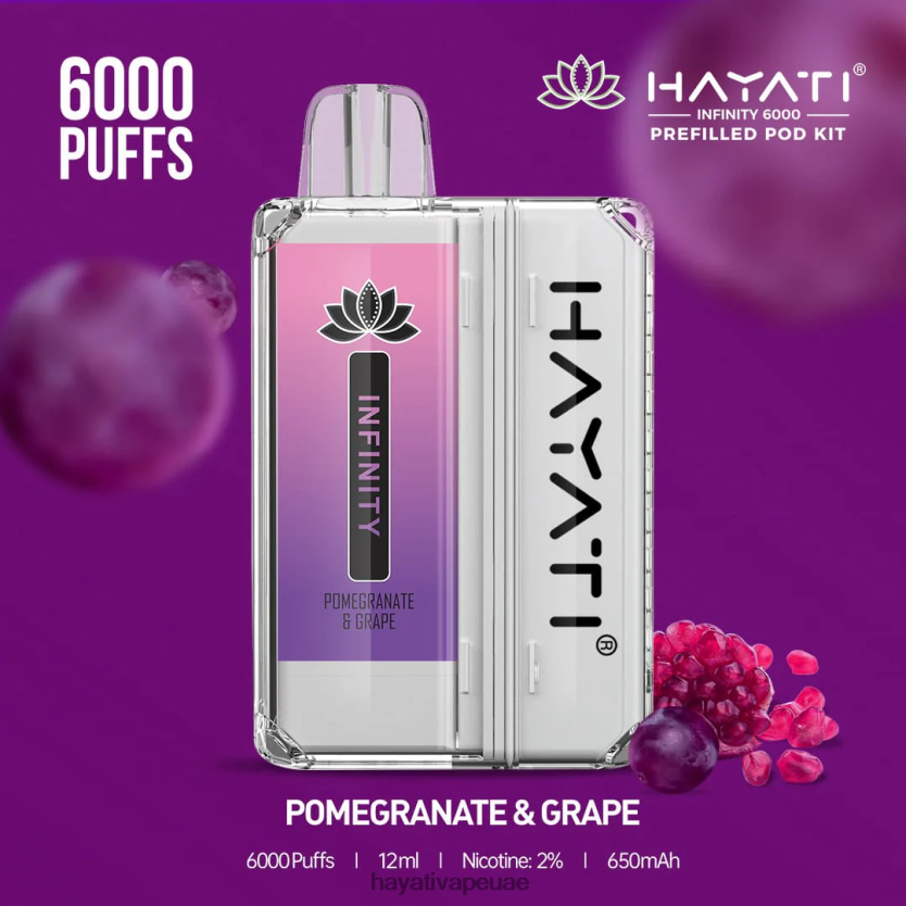 Hayati Infinity 6000 مجموعة جراب الرمان والعنب - Hayati Vape UAE 4B028H156
