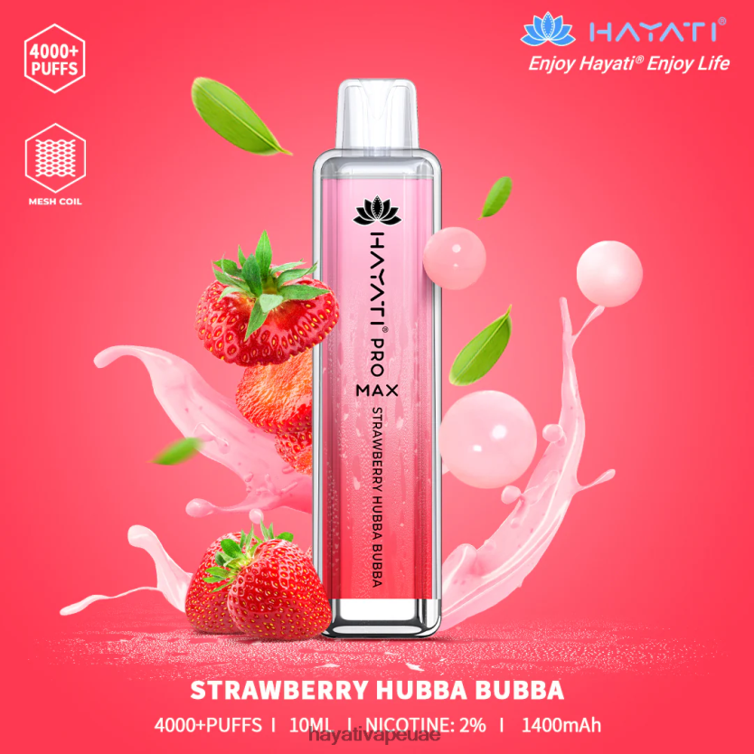 Hayati Pro Max يمكن التخلص منه الفراولة هوبا بوبا - Hayati Vapes Wholesale 4B028H140