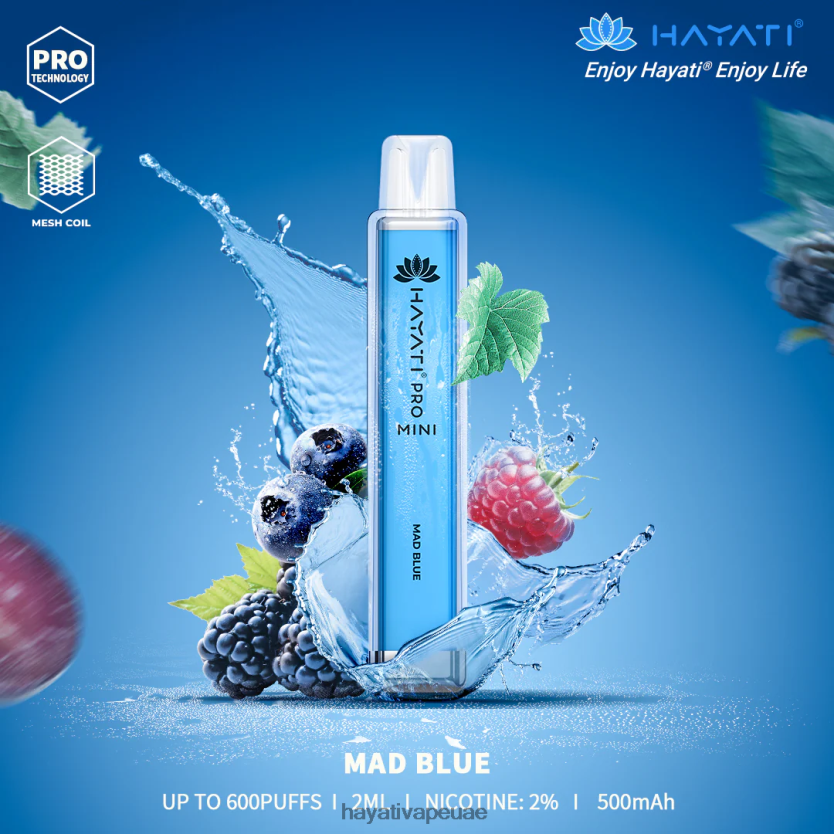 Hayati Pro Mini يمكن التخلص منه الأزرق المجنون - Hayati Vape Dubai 4B028H15