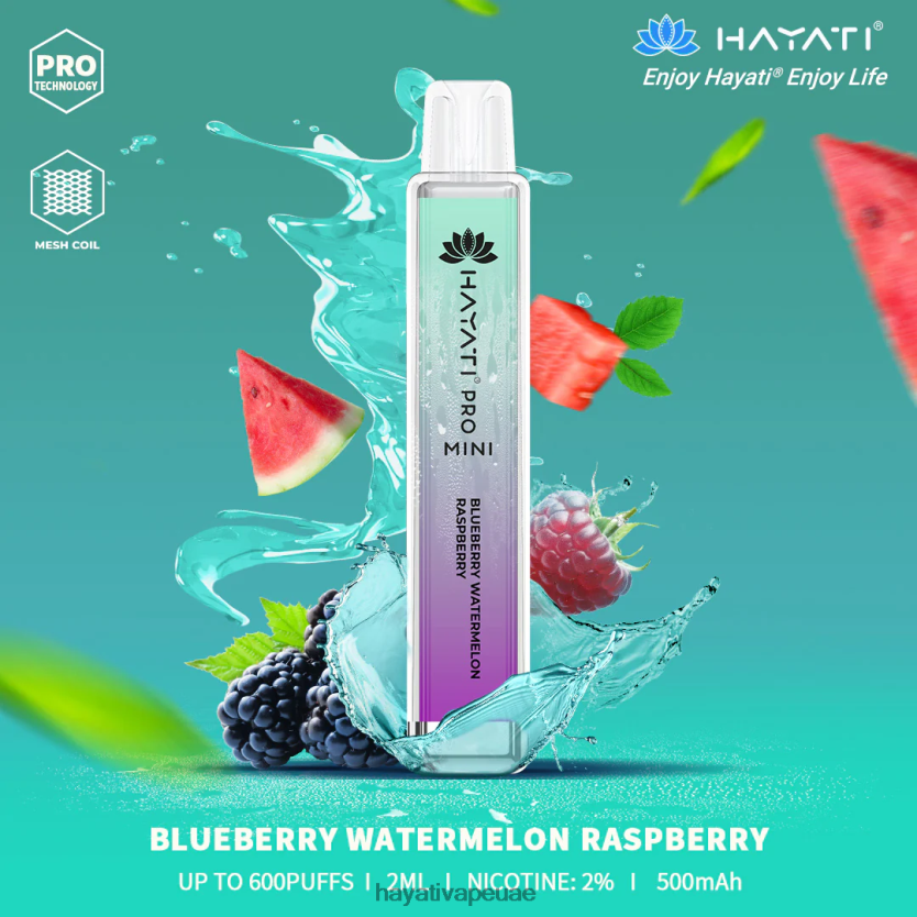Hayati Pro Mini يمكن التخلص منه توت، بطيخ، توت - Hayati Vape Dubai 4B028H25