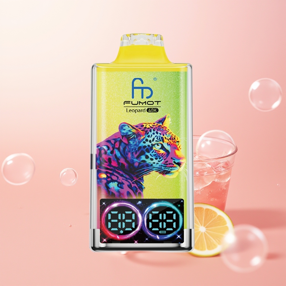 Fumot Leopard 40K ليموناضة وردية بنسبة 0٪ وشاحن نوع سي