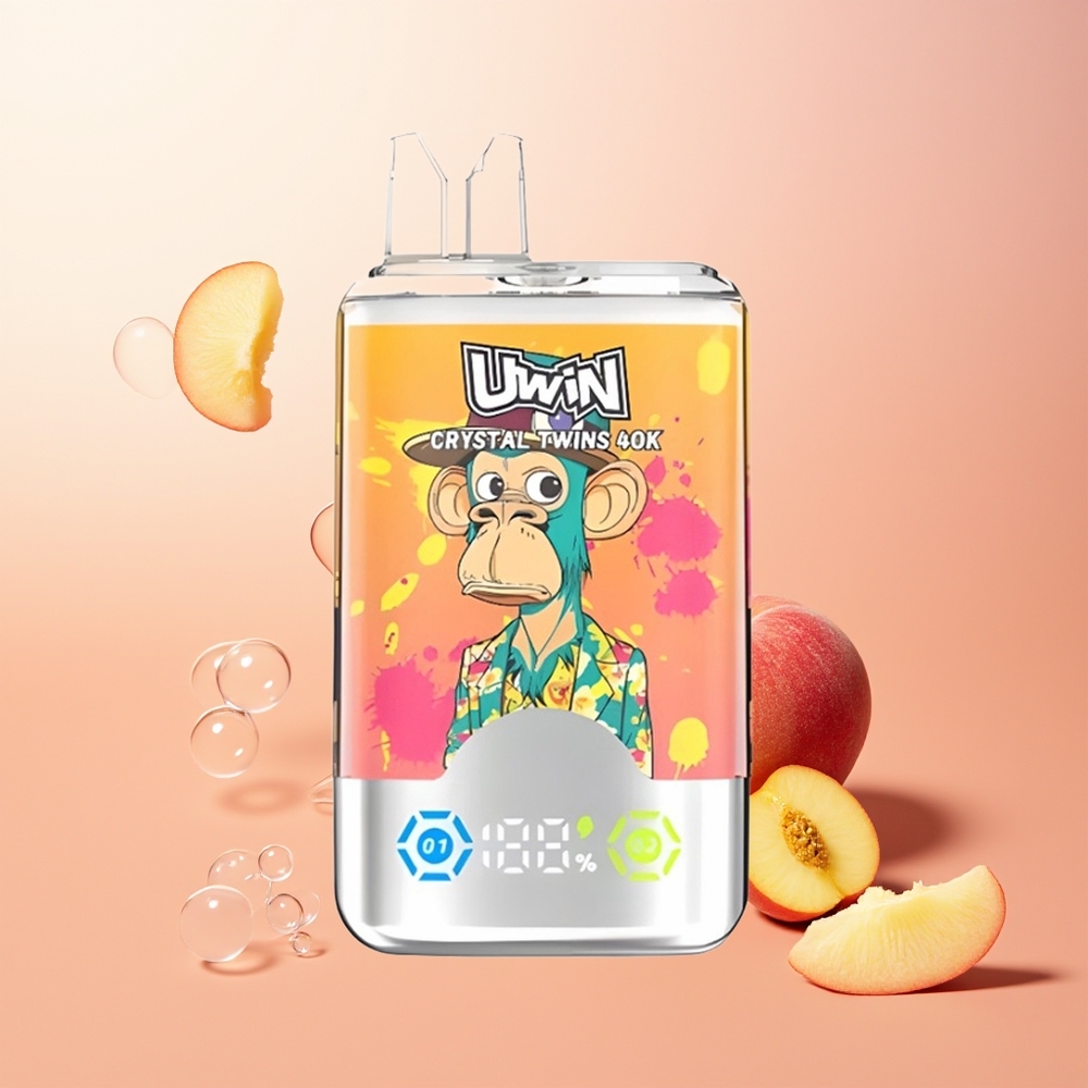 Uwin Crystal Twins 40000 مشروب ريد بول بنكهة الخوخ والمانجو والأناناس مع نكهتين متميزتين و 32 مل من السعة